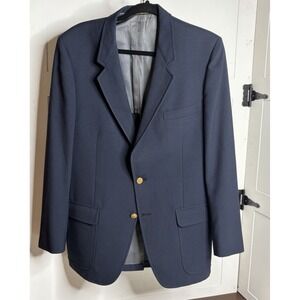 Vintage KingsRidge Imperial Navy Wool Blazer Gold Buttons Union Made USA